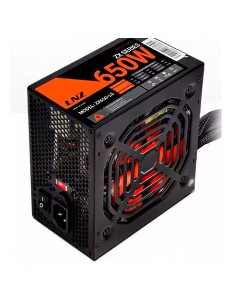 910015-MLA81967706216_022025,Fuente 650w Lnz Zx 650-gz C/cables Mallados Red Fan Color Negro