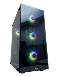 857910-MLA82895963240_032025,Gabinete Lnz Y10 Frente Lateral Templado Y10-sf-argb 4 Fan Color Negro