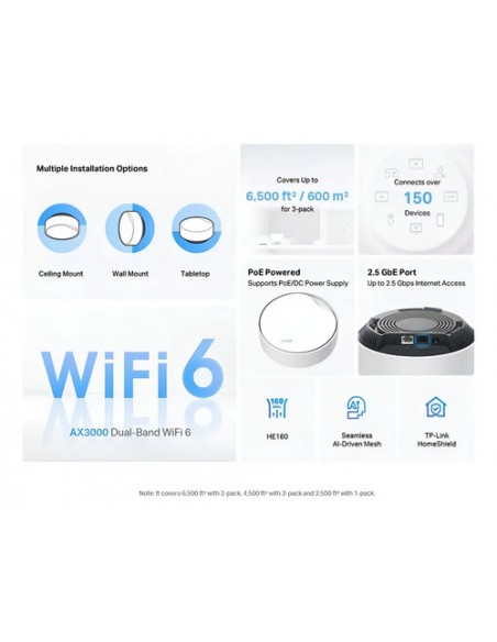 812818-MLA99454626858_112025,Access Point Mesh Indoor Tp-link Deco X50 Poe Pack X 2 Color Blanco